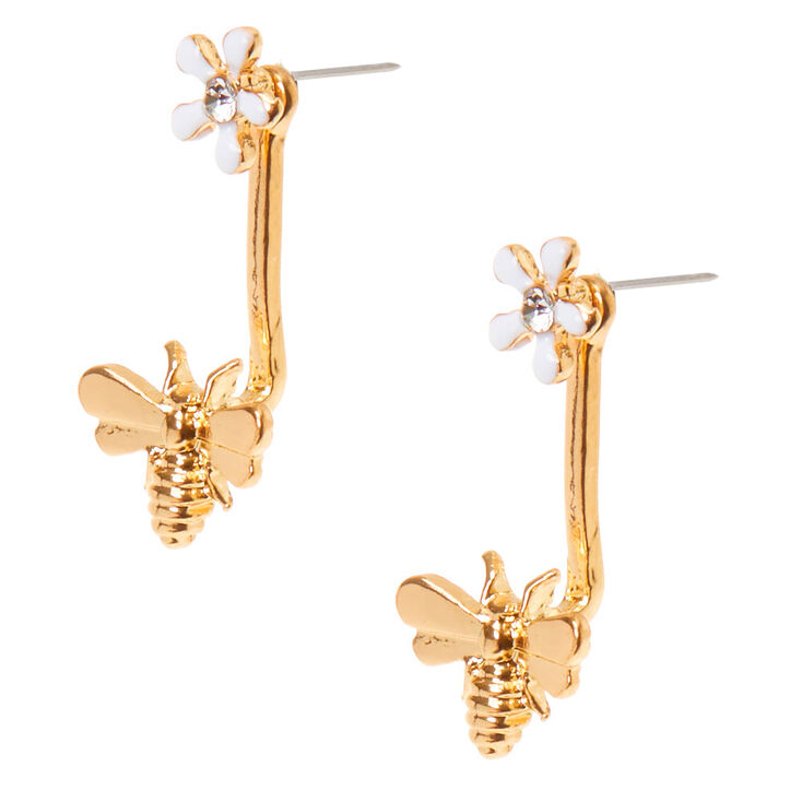 Gold Buzzing Bee Ear Jacket Earrings,