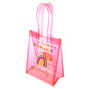 Radiate Positivity Rainbow Transparent Reusable Tote Bag - Pink,