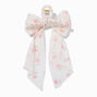 Pink Floral Organza Bow Hair Claw,