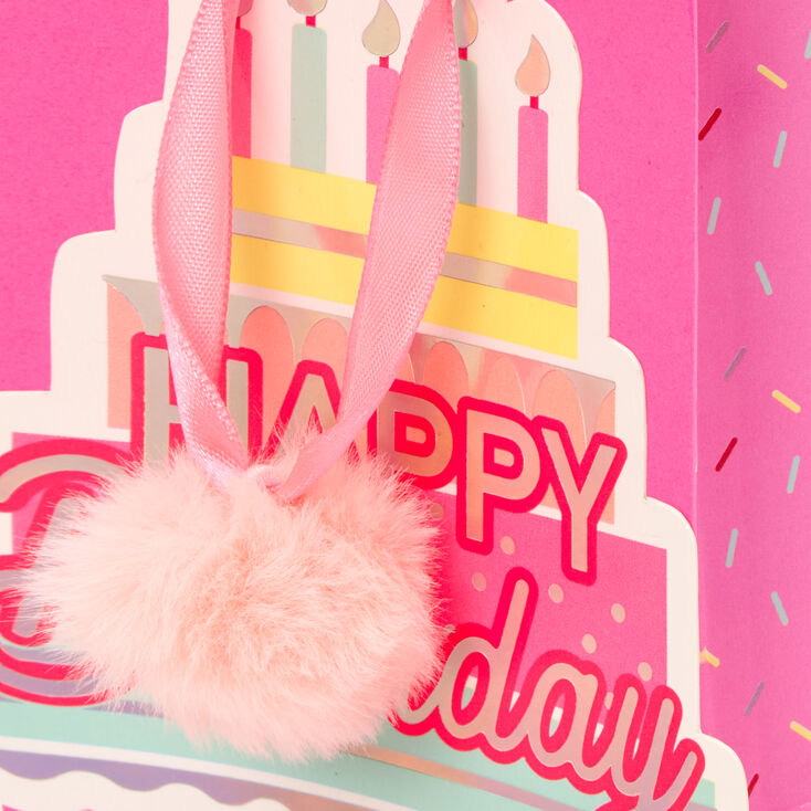 Small Happy Birthday Cake Gift Bag - Pink,