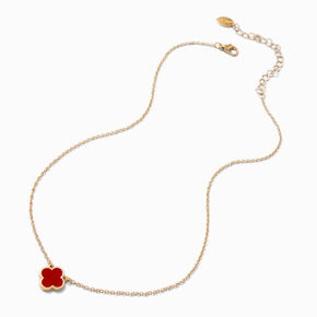 Red Clover Gold-tone Pendant Necklace,