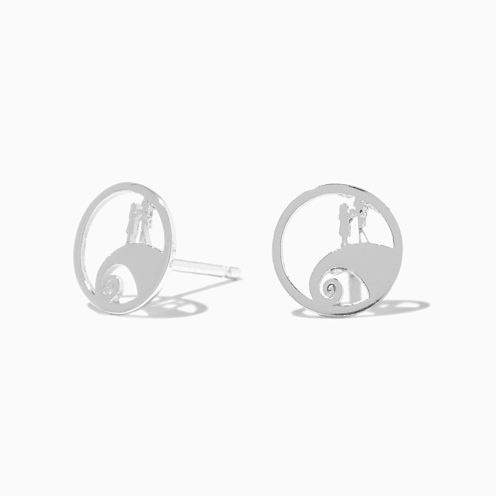 Disney Nightmare Before Christmas Jack Sally Cutout Sterling Silver Stud Earrings