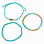 Heart Turquoise Seed Bead Bracelet Set - 3 Pack,