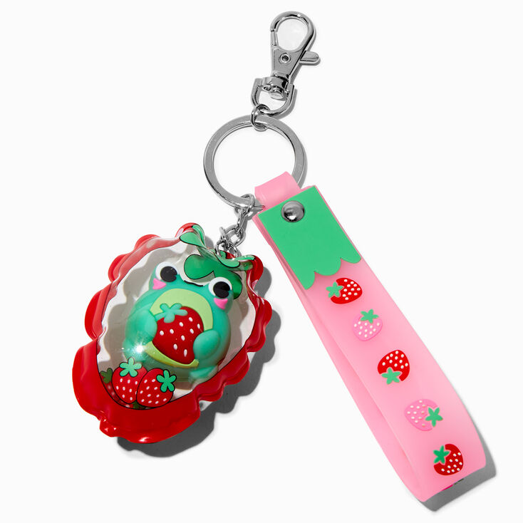 Porte-cl&eacute;s bracelet grenouille fraise gonflable,