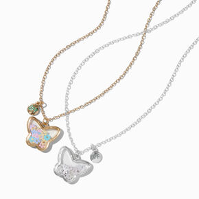 Best Friends Shaker Butterfly Pendant Necklaces - 2 Pack,