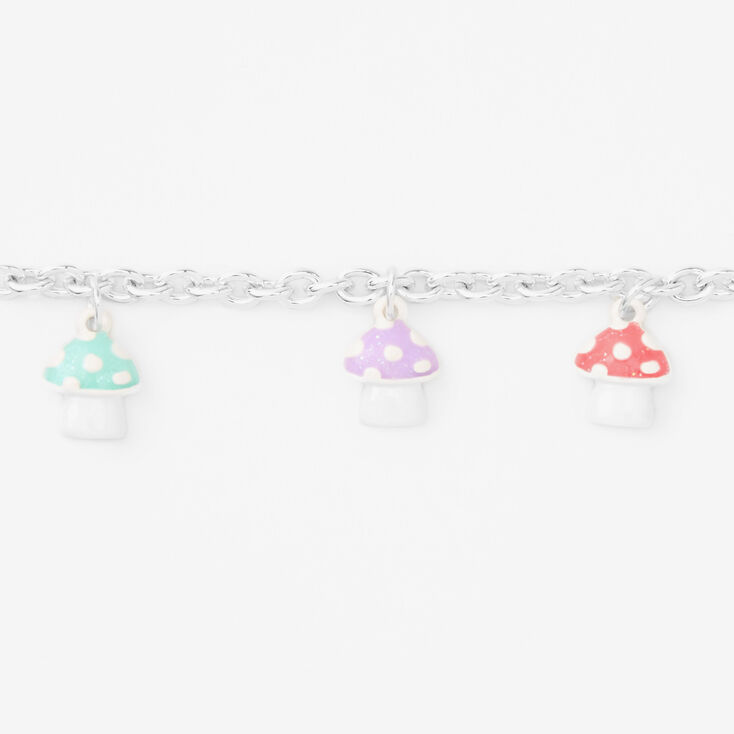 Silver Mushroom Charm Bracelet,