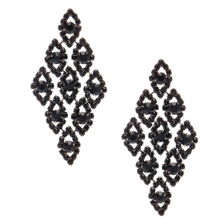 Jet Black Eye Gem Chandelier Drop Earrings Claire S Jet Black Eye Gem Chandelier Drop Earrings