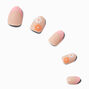 Peach Daisy French Stiletto Press On Vegan Faux Nail Set - 24 Pack,