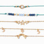 Gold Celestial Blue Beaded Bracelet Set - 5 Pack,