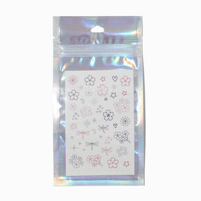 Pink &amp; Purple Floral Temporary Tattoos,