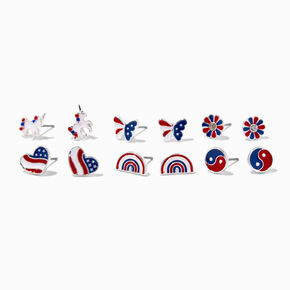 Patriotic Icons Enameled Stud Earrings - 6 Pack,