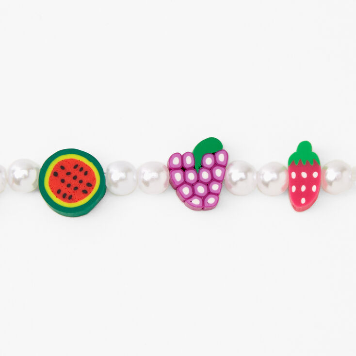 Bracelet &eacute;lastique avec perles d&rsquo;imitation et billes en forme de fruits,