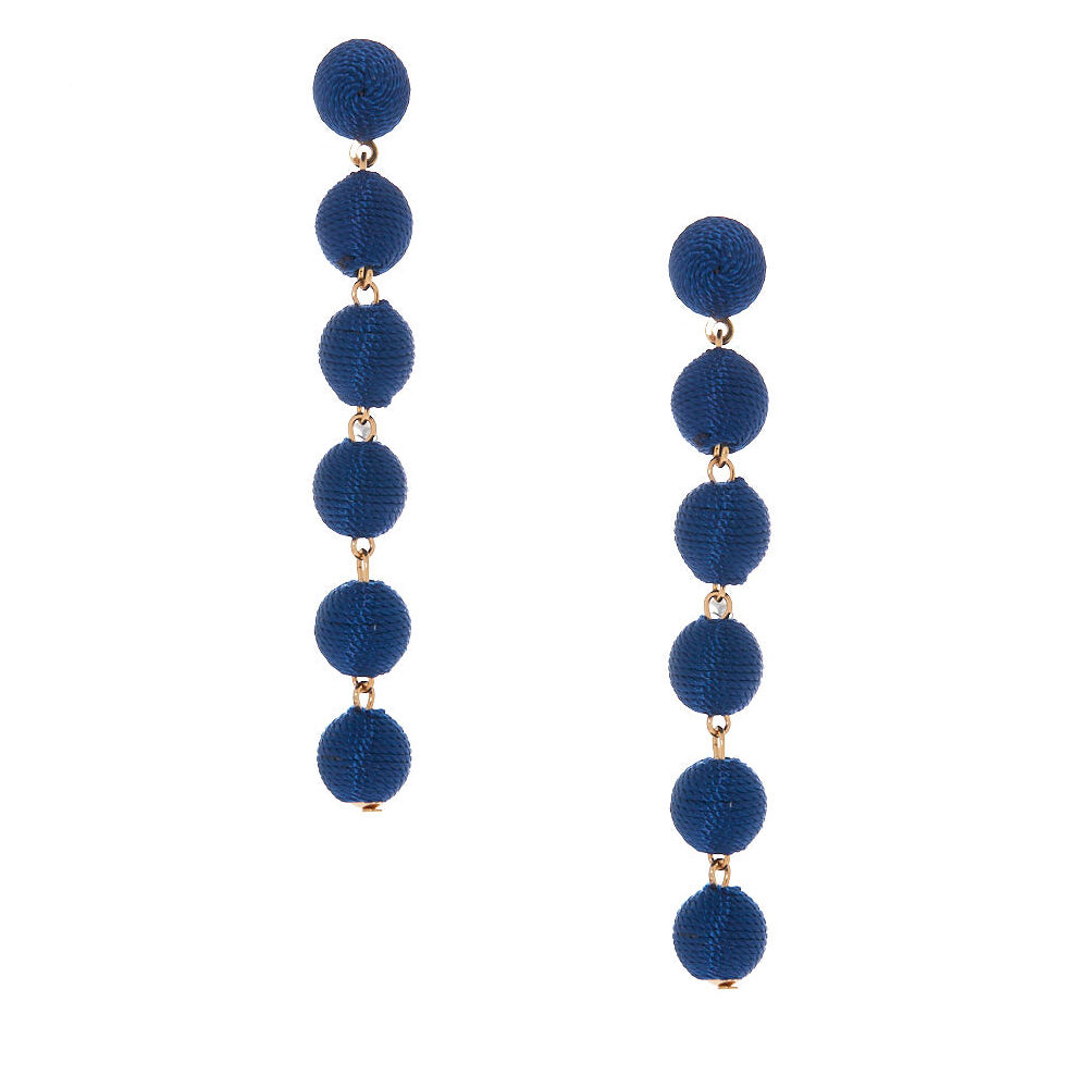 3" Thread Wrapped Ball Drop Earrings - Navy,