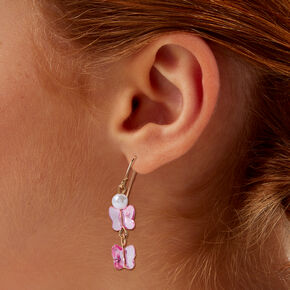 Pink Flowers &amp; Butterflies Earring Set - 3 Pack ,