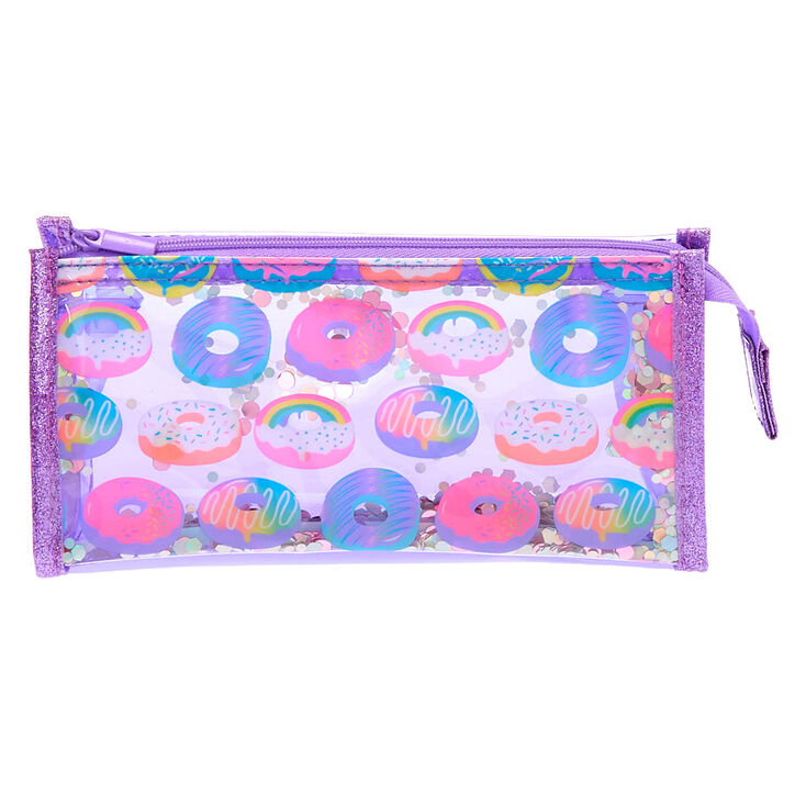 Donuts Shaker Sequin Makeup Bag Purple Claire S