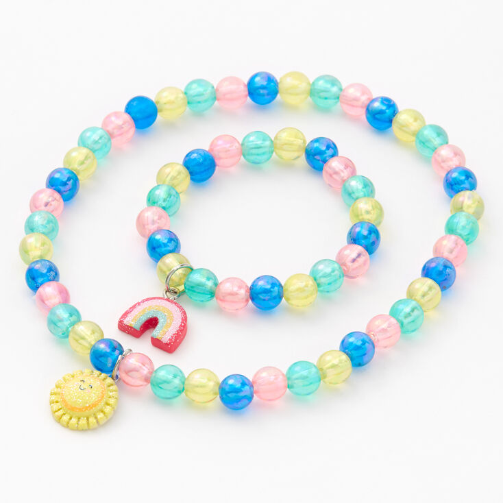 Claire&#39;s Club Sun &amp; Rainbow Pastel Beaded Jewelry Set - 2 Pack,