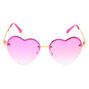 Pink Rimless Heart Sunglasses,