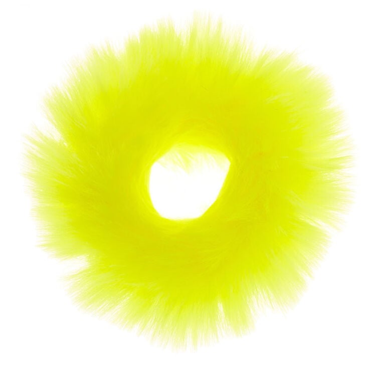 Claire's Chouchou en fausse fourrure - Jaune fluo