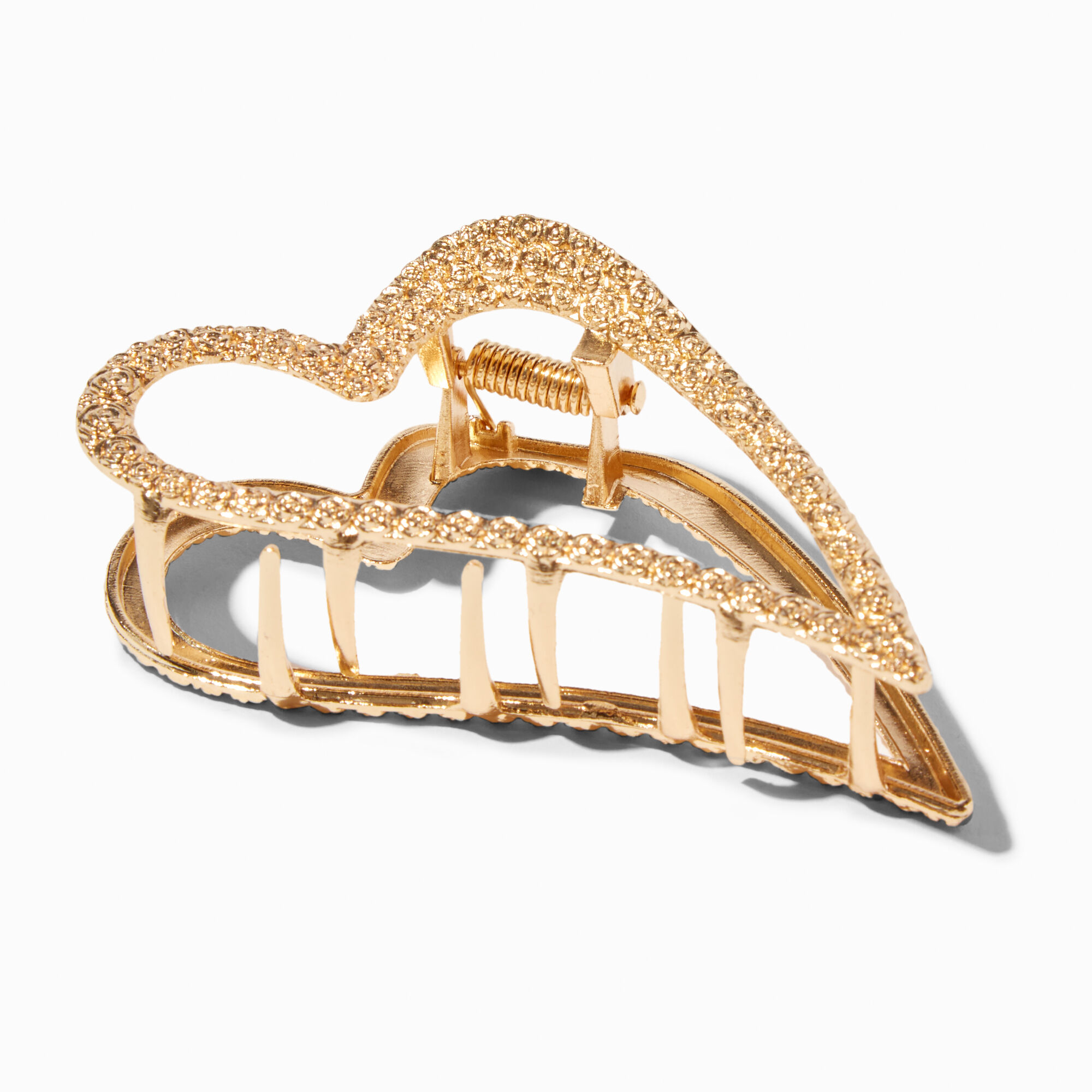Open Heart Gold Hair Claw | Claire's US