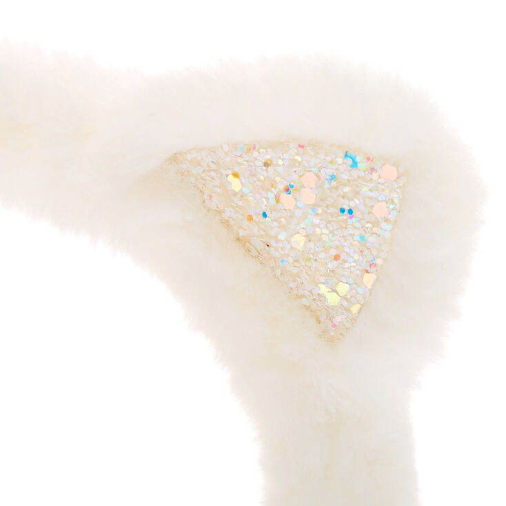 Glitter Cat Soft Ear Muffs - White,