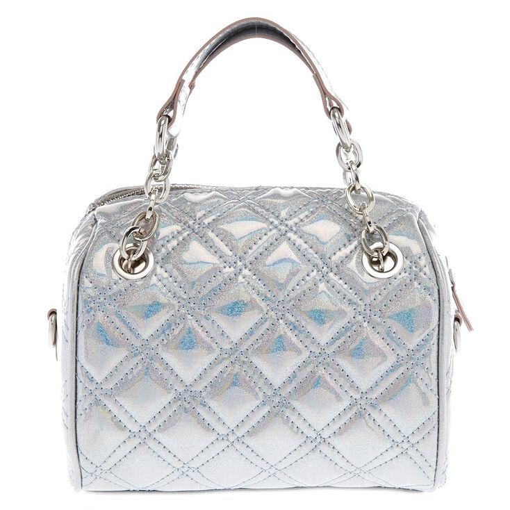 Holographic Quilted Mini Crossbody Duffle Bag