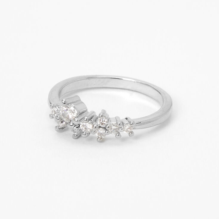 Silver Cubic Zirconia Cluster Ring,