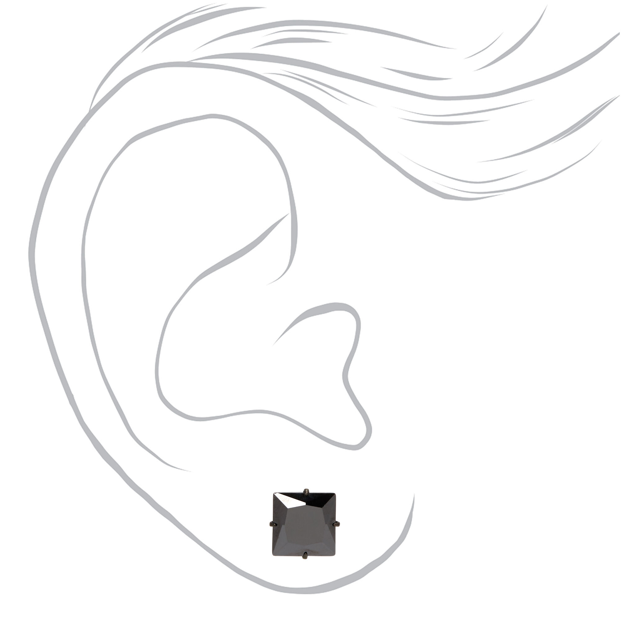 C LUXE by Claire's Black Titanium Cubic Zirconia 7MM Square Stud Earrings,