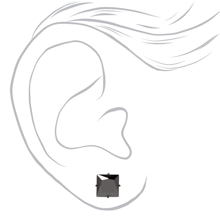 C LUXE by Claire&#39;s Black Titanium Cubic Zirconia 7MM Square Stud Earrings,