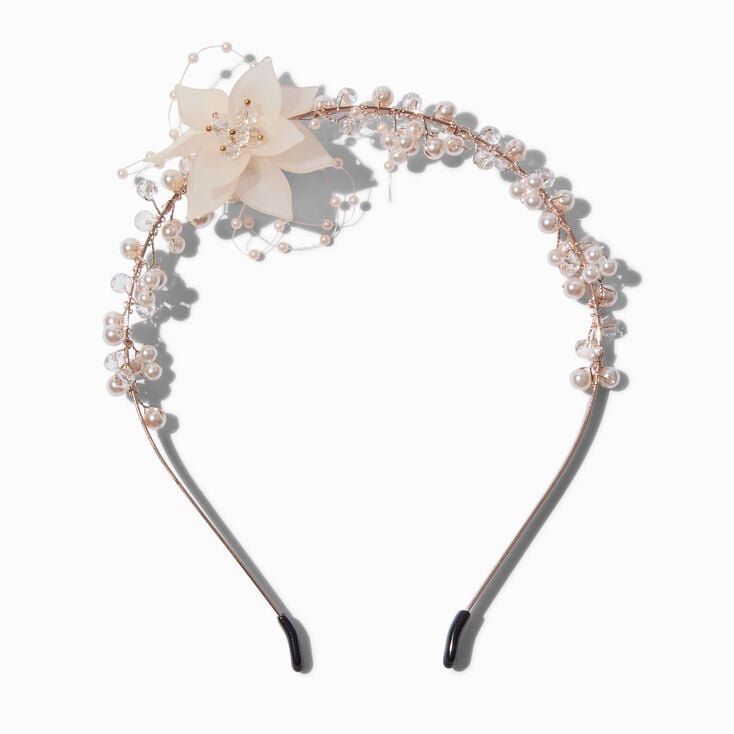 Rose Gold-tone Floral &amp; Pearl Headband,