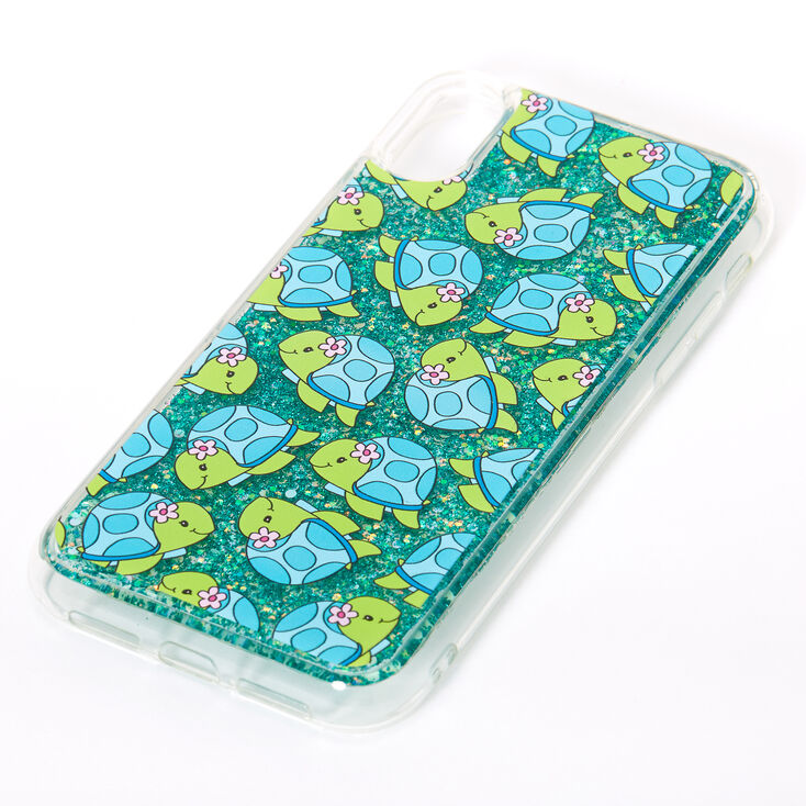 Claire's Coque de portable Tessa la tortue remplie de liquide avec paillettes turquoise - Compatible avec iPhone XR