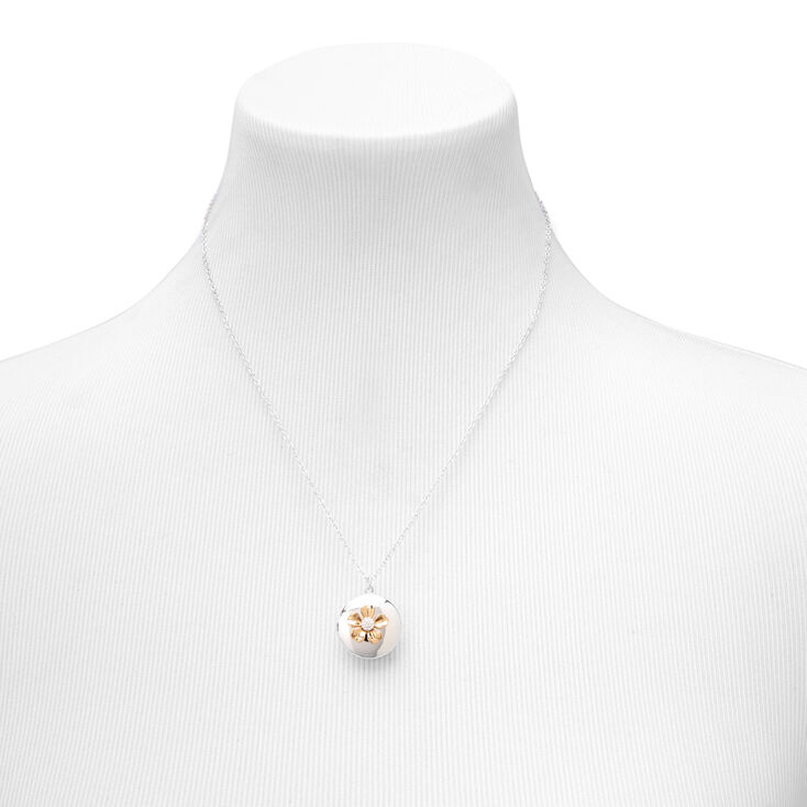 Silver Daisy Locket Pendant Necklace,