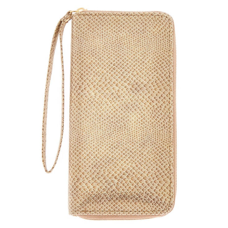 Claire's Pochette poignet peau de serpent - Couleur dorée