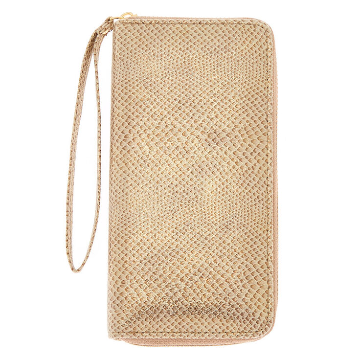 Claire's Pochette poignet peau de serpent - Couleur dorée
