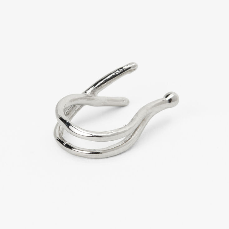 Silver Double Criss Cross Faux Nose Ring,