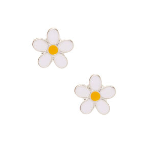 White Daisy Stud Earrings,
