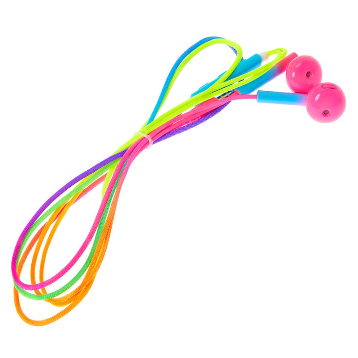 Neon Rainbow Earbuds with Mic,