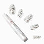 Silver Fleck Coffin Vegan Faux Nail Set - 24 Pack,
