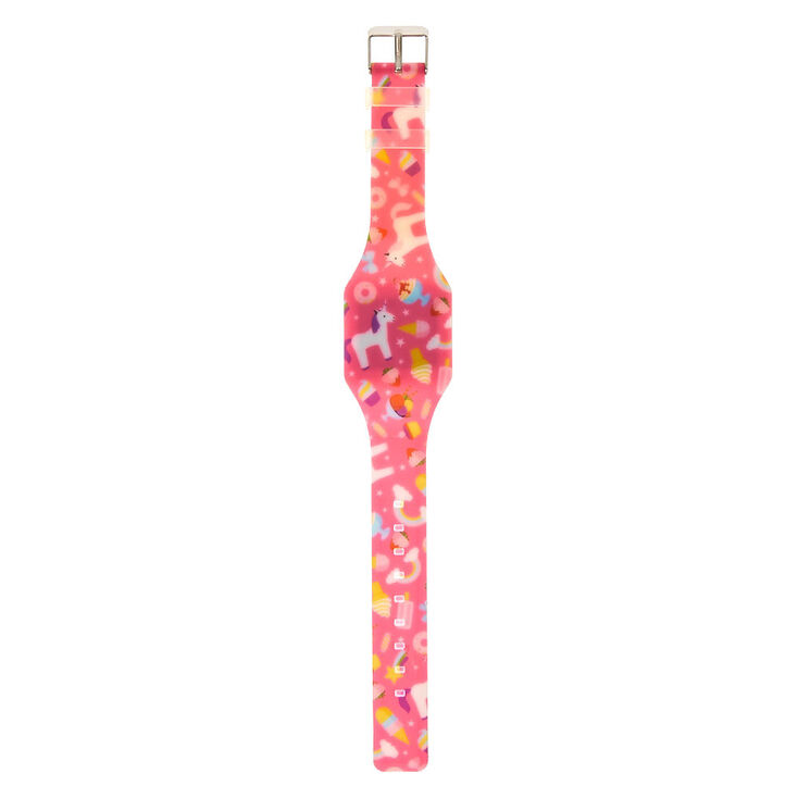 Montre &agrave; LED clignotante motif licorne parfum&eacute;e &agrave; la fraise - Rose,