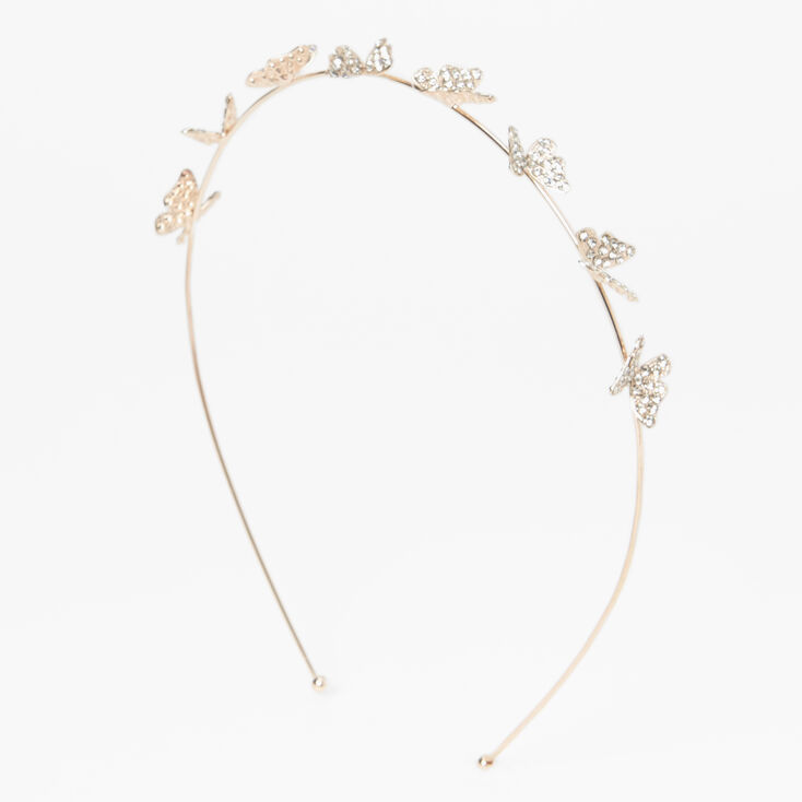 Rose Gold-tone Pav&eacute; Butterfly Headband,