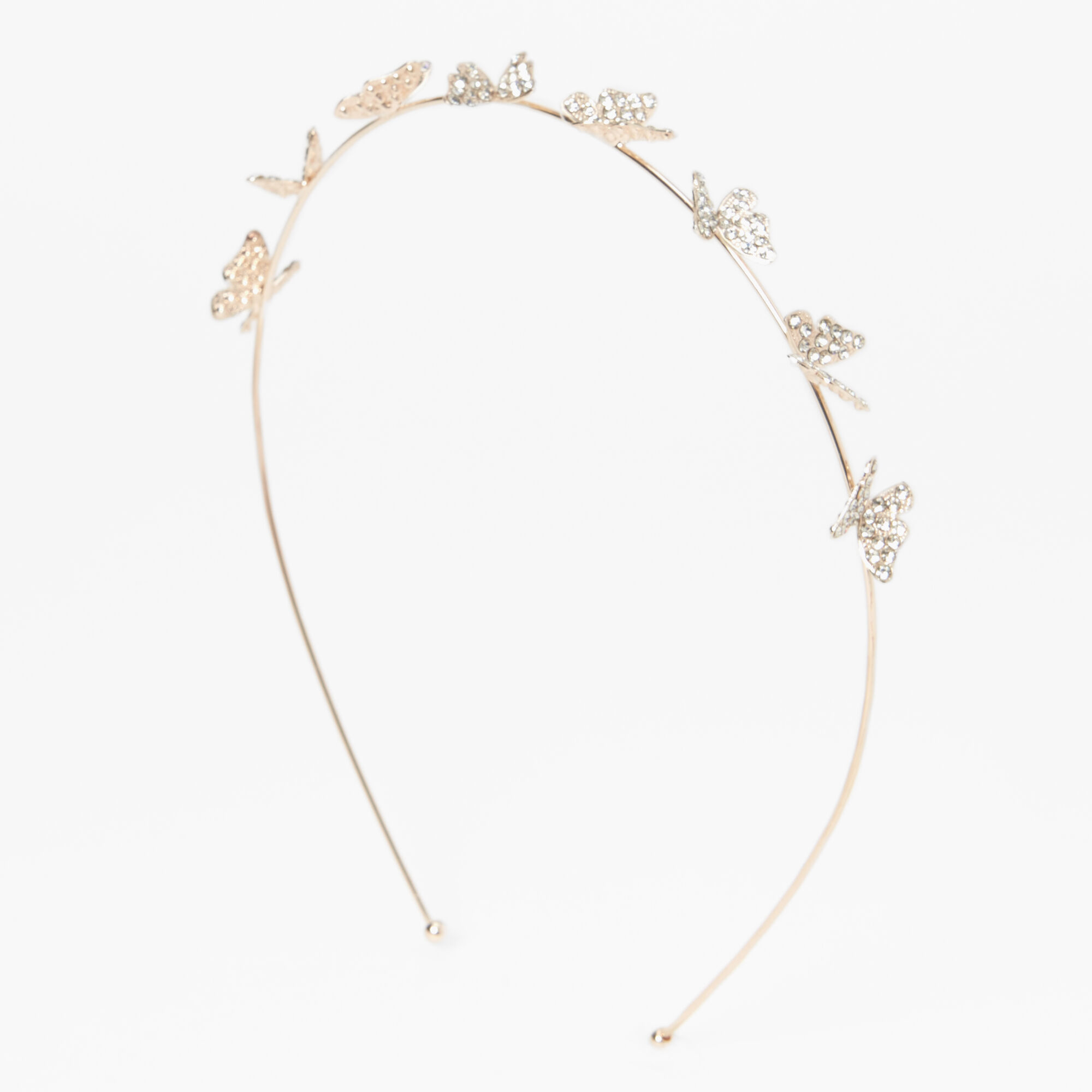 View Claires Tone Pavé Butterfly Headband Rose Gold information