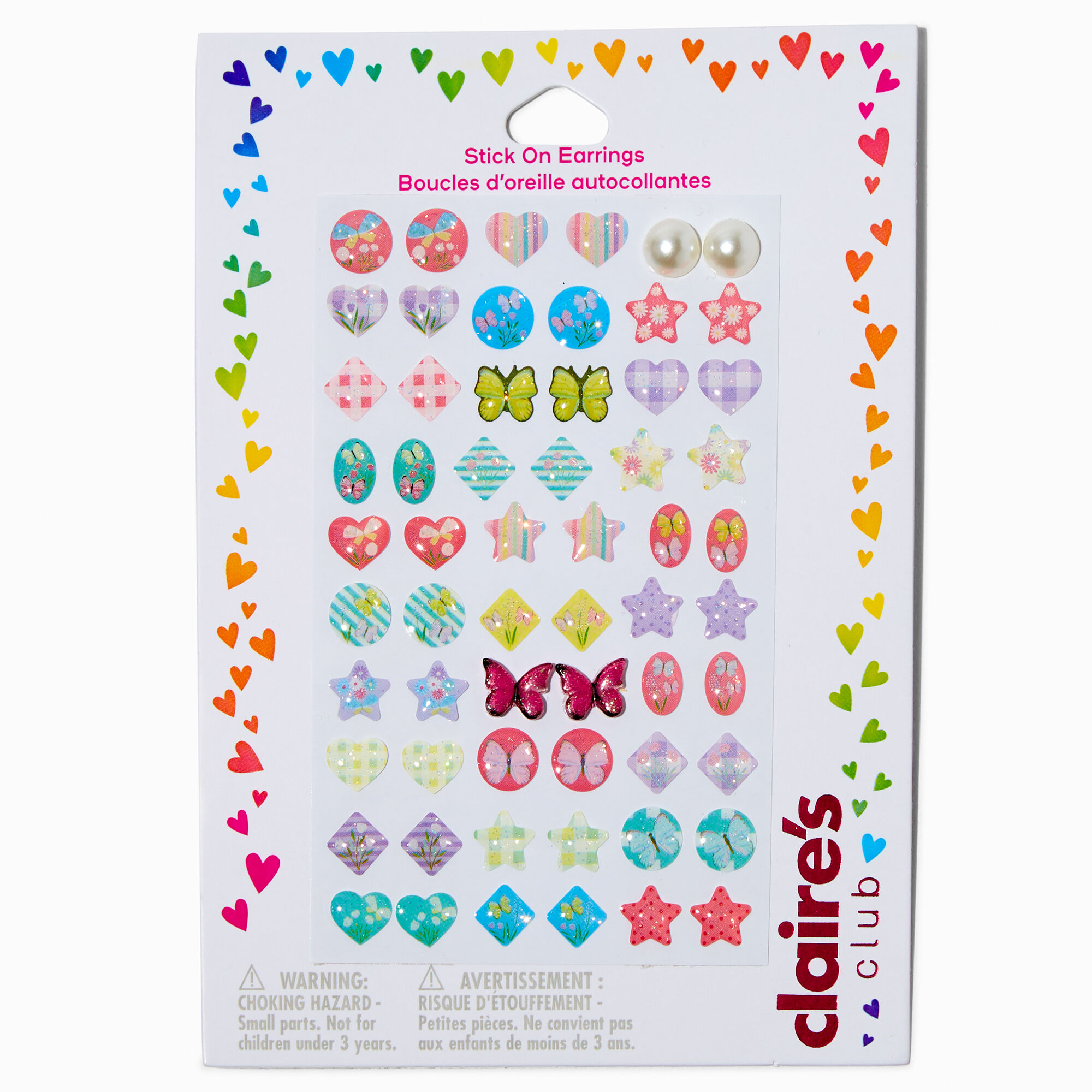 Claire's Boucles d’oreilles autocollantes printemps pastel Claire's Club - Lot de 30