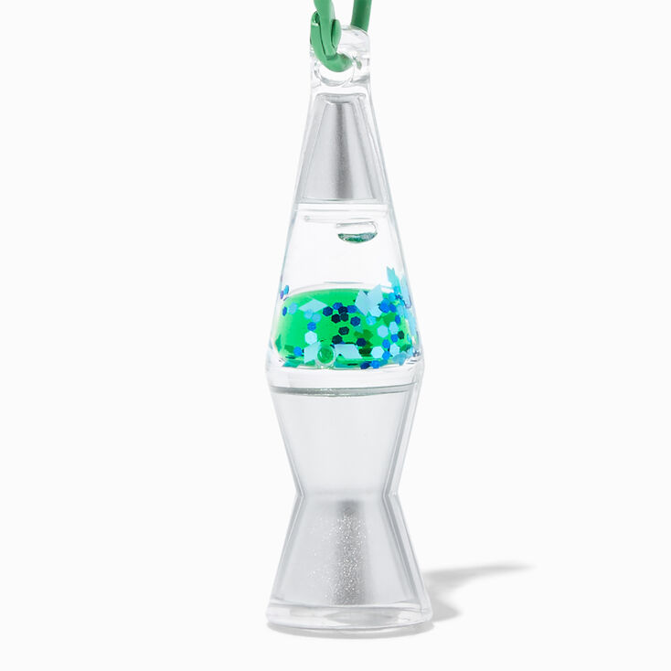 Green Lava Lamp Water-Filled Glitter Keyring,