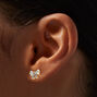 Gold-tone Cubic Zirconia Bow Pendant Necklace &amp; Stud Earrings Set,