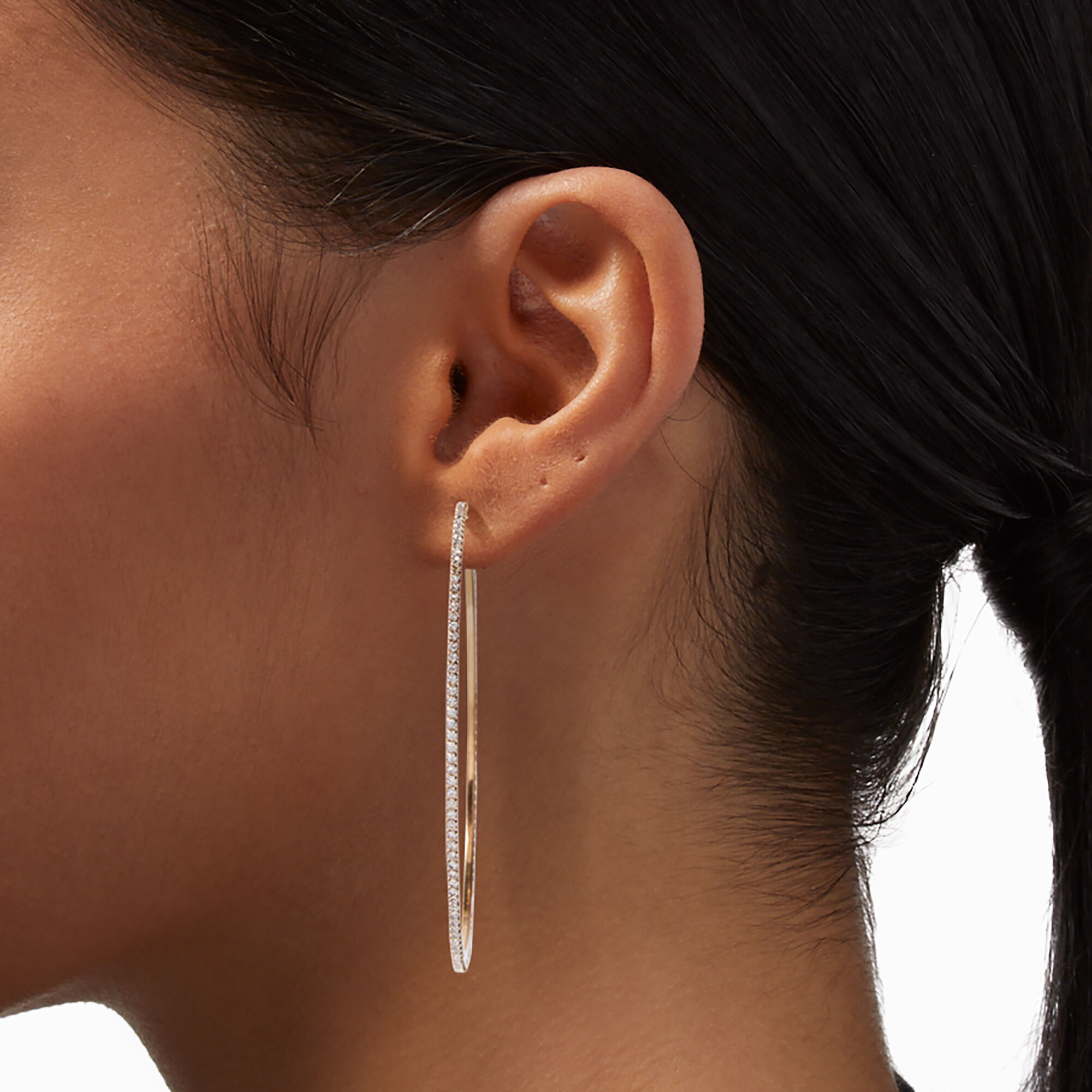 Gold 70MM Glass Rhinestone Hoop Earrings | Claire's US