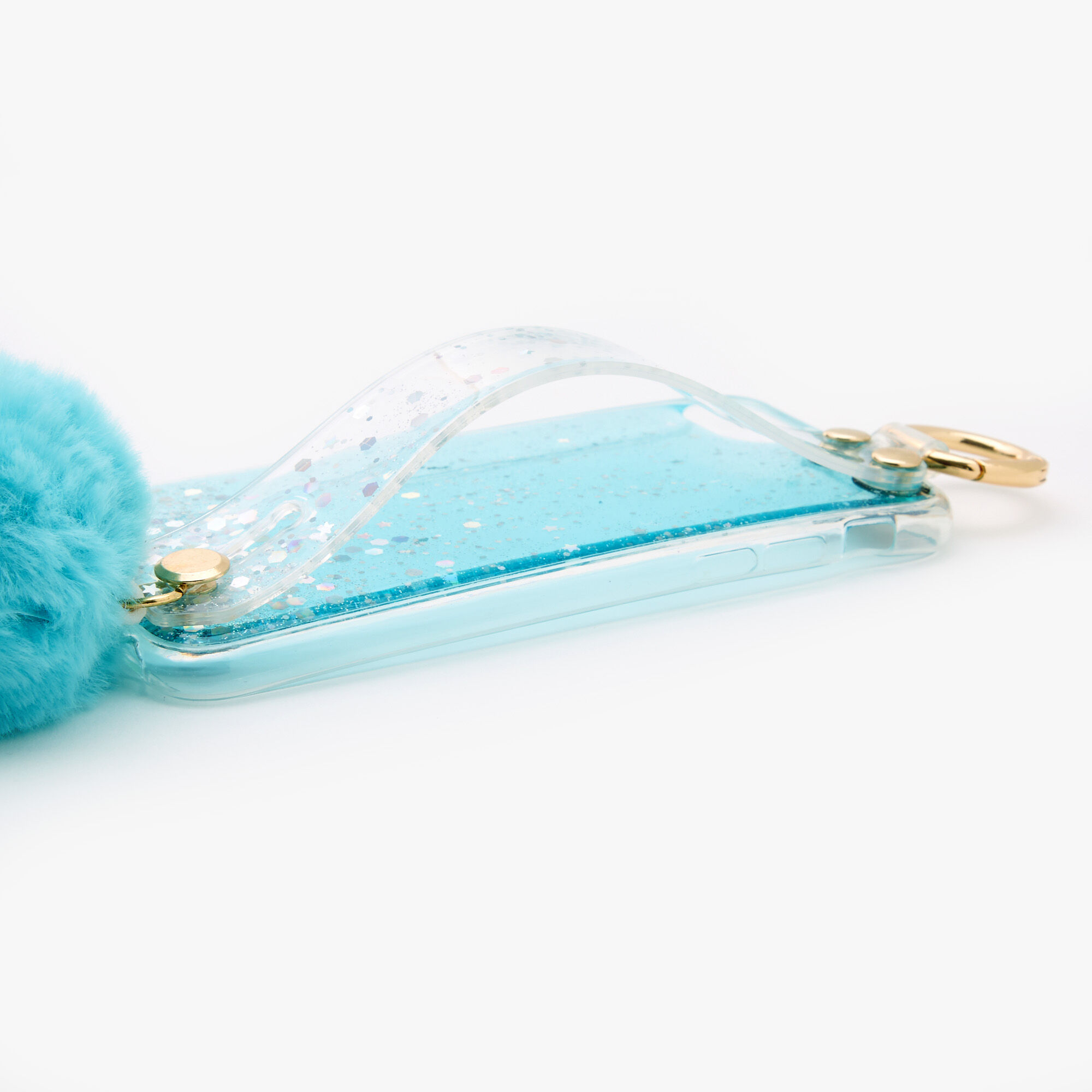 Baby Blue Glitter Pom Pom Phone Case - Fits iPhone 6/7/8/SE,