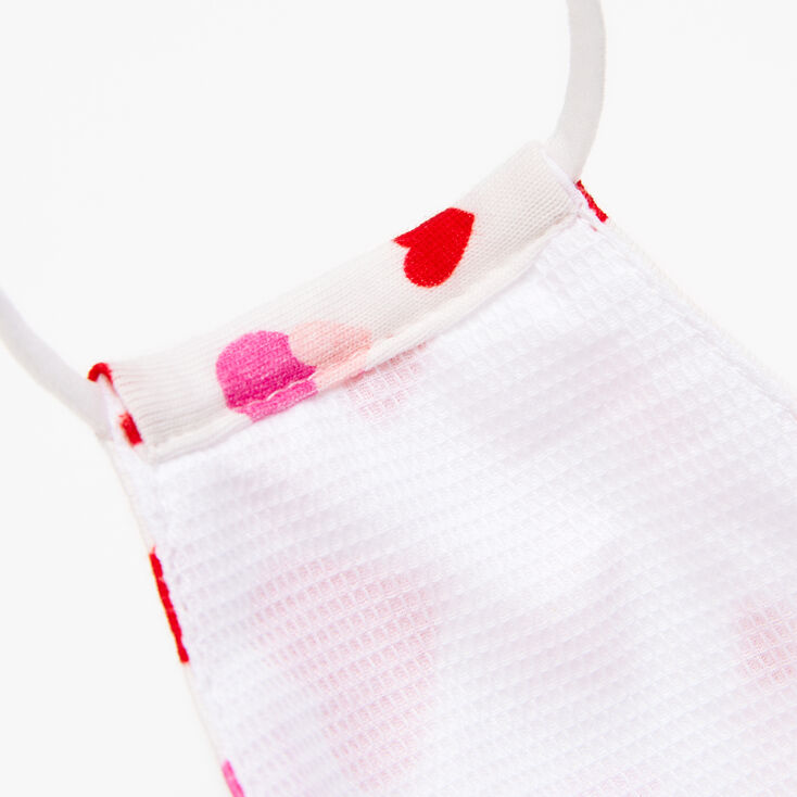 Cotton Scatter Print Hearts White Face Mask - Child Medium/Large,