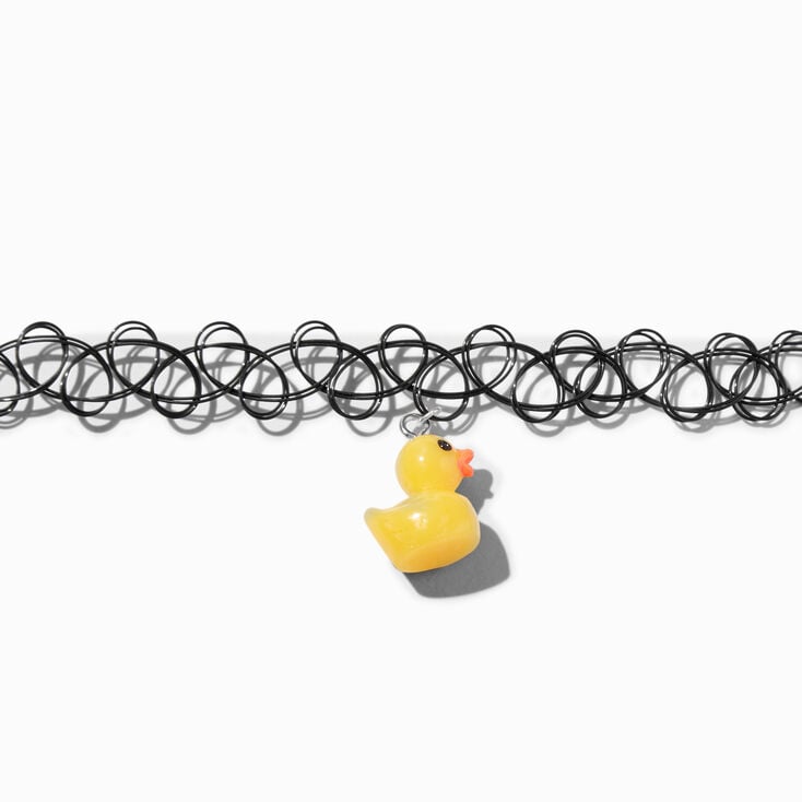 Rubber Duck Charm Tattoo Choker Necklace,