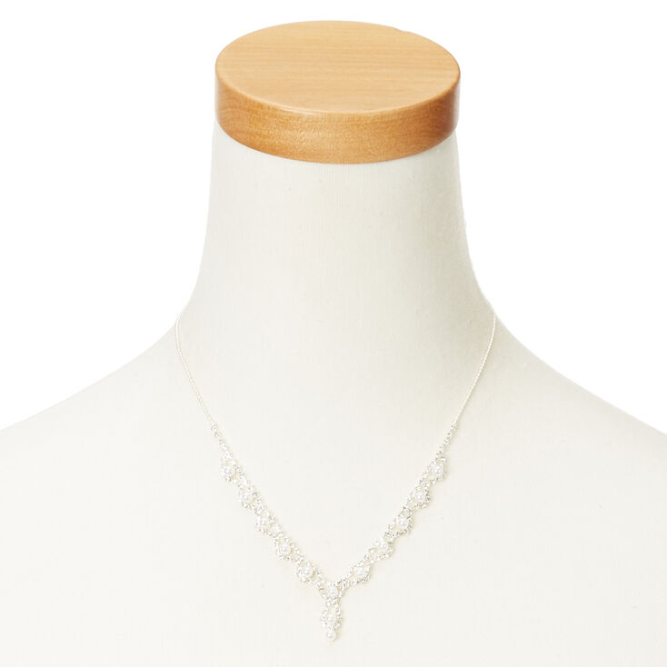 Claire's Parure de bijoux perles d'imitation et strass couleur argenté
