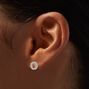 Silver-tone Cubic Zirconia Circle Pendant Necklace &amp; Stud Earrings Set,
