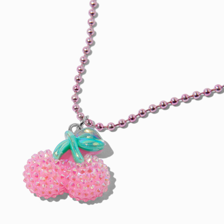 Textured Cherry Pink Beaded Pendant Necklace,